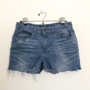Levis High Rise Blue Denim Cut Off Shorts